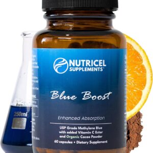 Nutricel Supplements Methylene Blue Capsules - Pharmaceutical Grade Supplement - Made in America - 12mg (USP Grade) with Vitamin C Ester Enhanced Absorption - Third Party Tested (60ct)